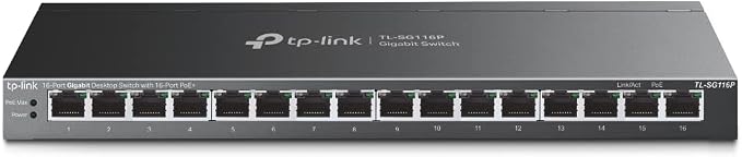 TP-Link TL-SG116P | 16 Port Gigabit PoE Switch | 16 PoE+ Ports @120W | Plug & by TP-Link