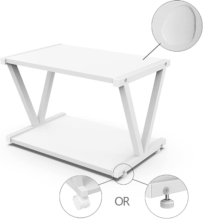 VEDECASA Retro Desktop Printer Stand 2 Double Tiers Wood Printer Shelf Rustic - Image 5
