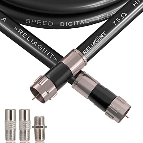 6ft RG6 Coaxial Cable Black, 75 Ohm Coax Cable by RELIAGINT