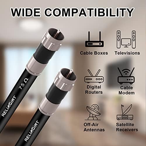 6ft RG6 Coaxial Cable Black, 75 Ohm Coax Cable - Image 5