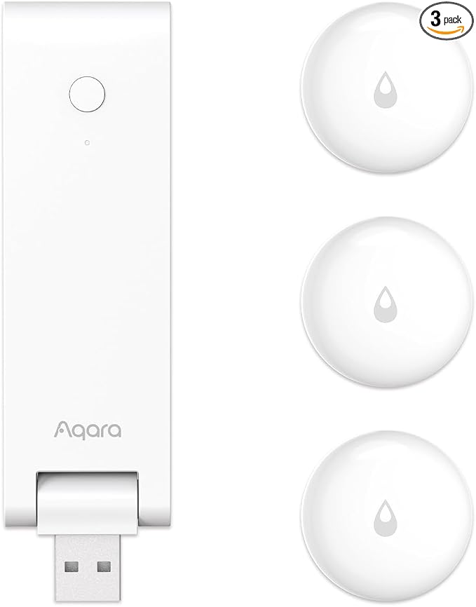 Aqara Water Leak Sensor 3 Pack & Zigbee Hub Kits, Zigbee Wireless Water Leak by Aqara