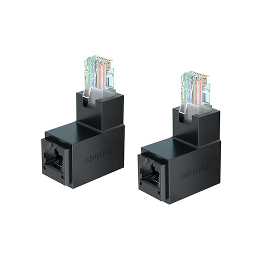 2PCS 90-Degree Up Angle RJ45 Male to Female Adapter by Strhowill
