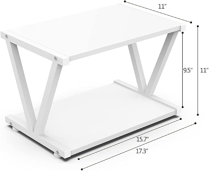 VEDECASA Retro Desktop Printer Stand 2 Double Tiers Wood Printer Shelf Rustic - Image 4