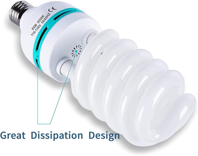 2Pcs 85W Light Bulb 5500K CFL Roas Daylight Spiral Softbox Lighting Kit Bulb in - Image 6