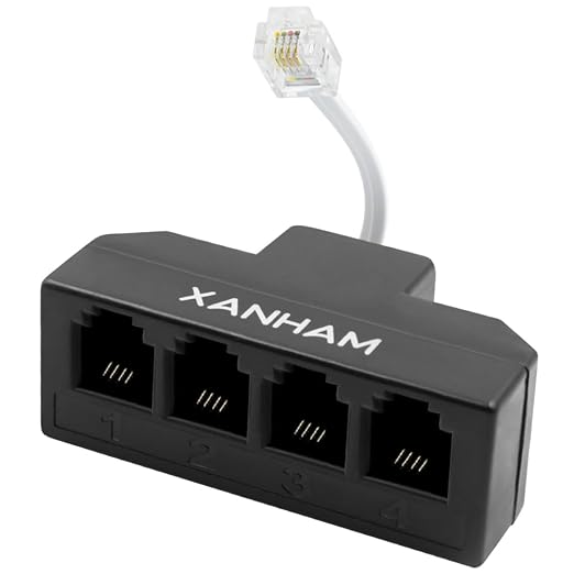 RJ11 Cable 4 Way Splitter 6P4C Connector Phone Line Cord Adapter by XANHAM
