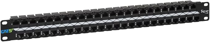 ICC CAT5e Feed-Through Patch Panel, 48 Port, 1U Rackmount, RJ45 Ethernet Patch by ICC