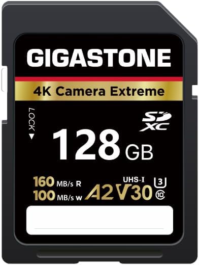 【5-Years Data Recovery】 GIGASTONE 128GB SD Card, 4K Camera Extreme, UHS-I A2 by Gigastone