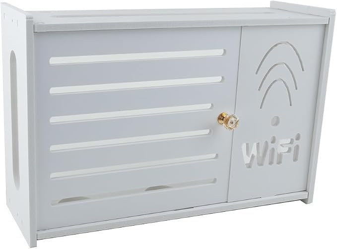 White Plastic Router Storage Box, Wall Mount Cable Organizer by Unknown