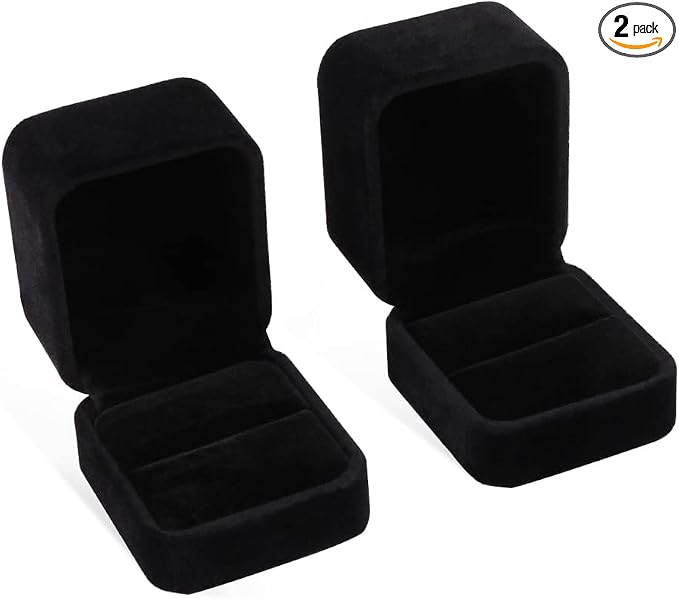 iSuperb 2 Pieces Velvet Ring Box Classic Jewelry Gift Boxes by iSuperb