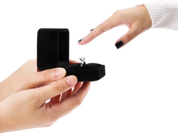 iSuperb 2 Pieces Velvet Ring Box Classic Jewelry Gift Boxes - Image 7