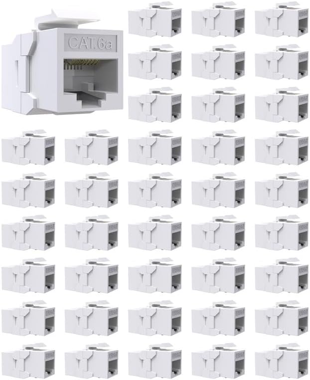 40 Pack Cat6A Keystone Jack Coupler RJ45 Female to Female Ethernet Wall Jack by VANDESAIL