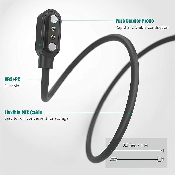 Lamshaw Compatible with TOOBUR IDW16 Smart Watch Charger, Magnetic USB Cable - Image 4