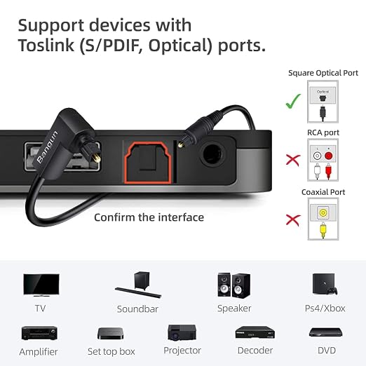 90 Degree Optical Audio Cable 65 feet, Slim Digital Audio Optical Cable - Image 5