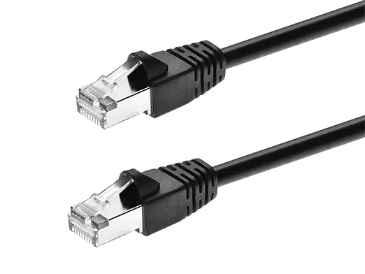 Monoprice Cat6A 50ft Black Patch Cable Double Shielded 26AWG 10G Pure Bare by Monoprice