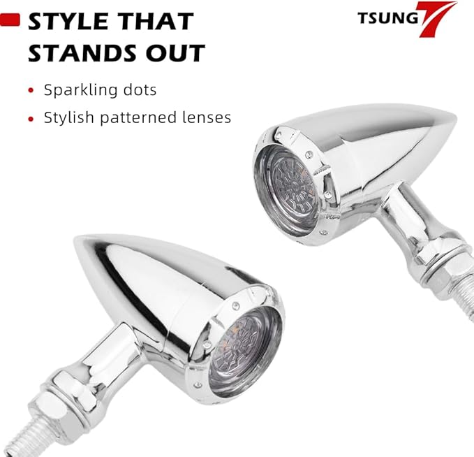 TSUNG 2PCS Motorcycle Bullet LED Front Turn Signal White Amber Light SMD - Image 5