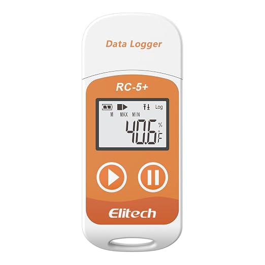 Elitech Default Fahrenheit RC-5+ Digital PDF USB Temperature Data Logger by Elitech