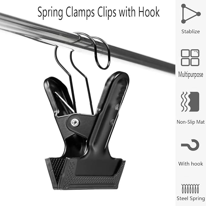 Backdrop Spring Clamps With Hook- 2 Pack of 4" Heavy Duty Clips - Image 5