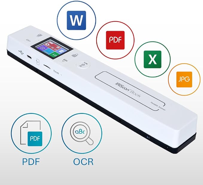 IRIScan Book 7 White Portable Wireless Handheld Scanner, 1050 DPI Document and - Image 4
