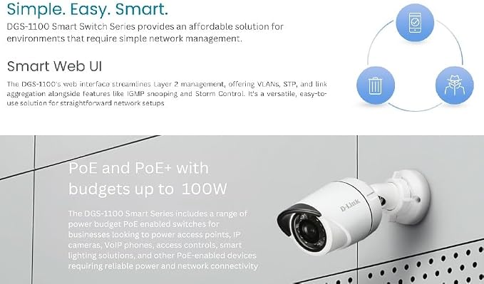 D-Link 5-Port Gibabit Smart Managed PoE Powered Switch/Extender | 2 PoE Ports| - Image 2