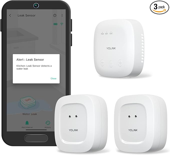 YoLink Water Leak Detection Starter Kit, w/SpeakerHub Audio/Talking Hub & Water by YoLink