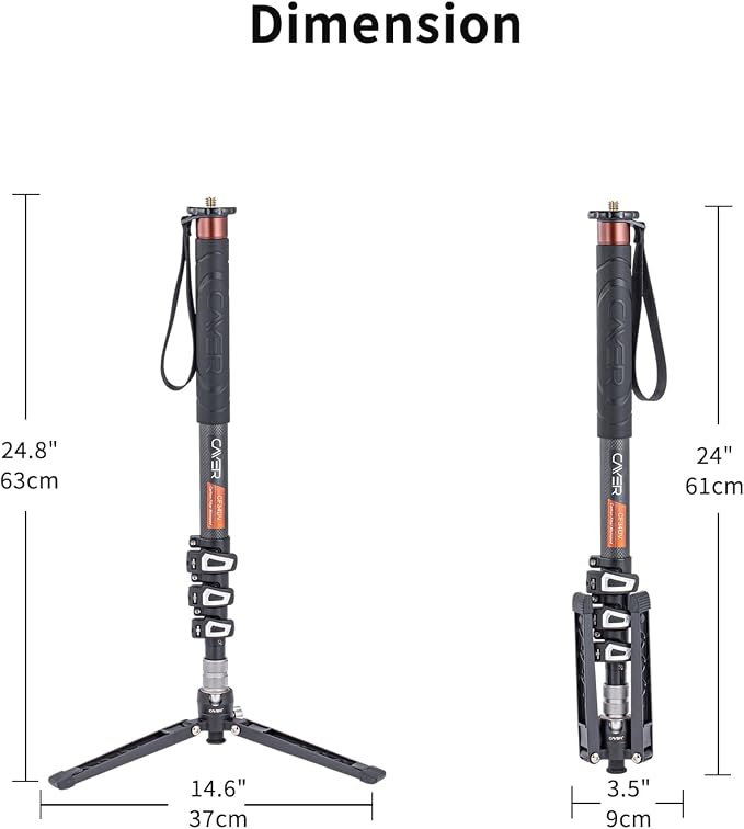 Cayer Carbon Fiber Monopod Leg, 68 Inch Camera Telescopic Video Monopod Tube - Image 7