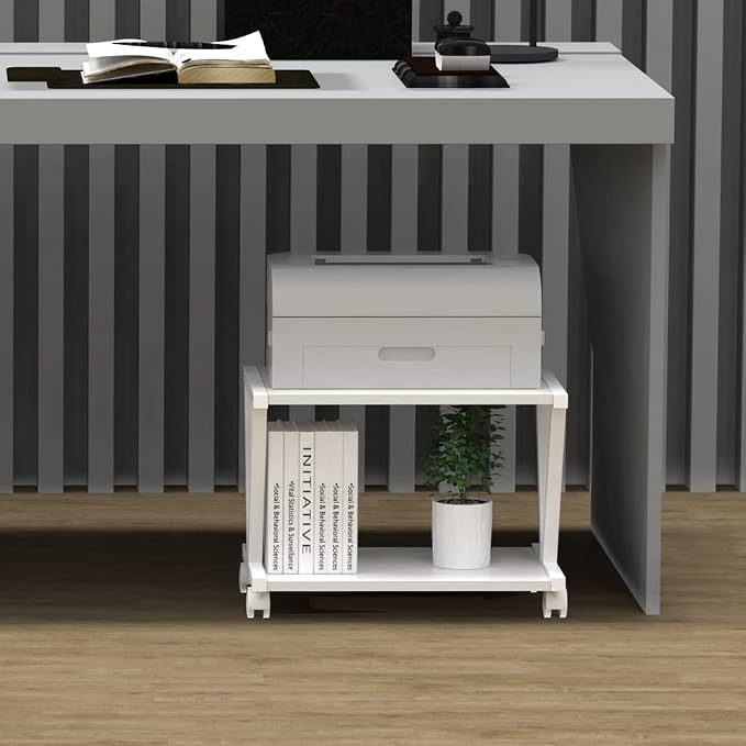 VEDECASA Retro Desktop Printer Stand 2 Double Tiers Wood Printer Shelf Rustic - Image 2