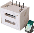 Wooden Router Shelf, Desktop WiFi Router Storage Box Modem Rack Cover Power by W+WWEENUO