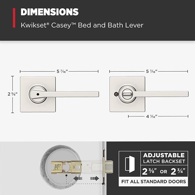 Kwikset Casey Interior Passage Door Handle 2 Pack, Lever - Image 8