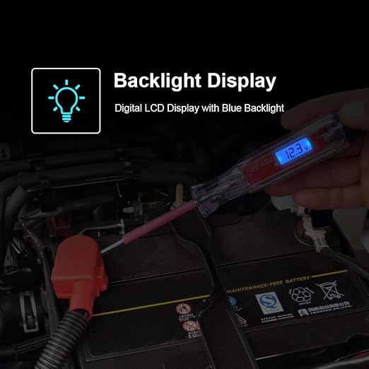Heavy Duty 3-65V Backlit Digital LCD Circuit Tester, Test Light - Image 5