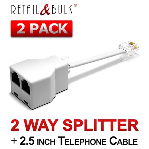 RJ11 Phone Jack Splitter for Landline 2 Way Duplex Telephone Adapter 6P4C - Image 8