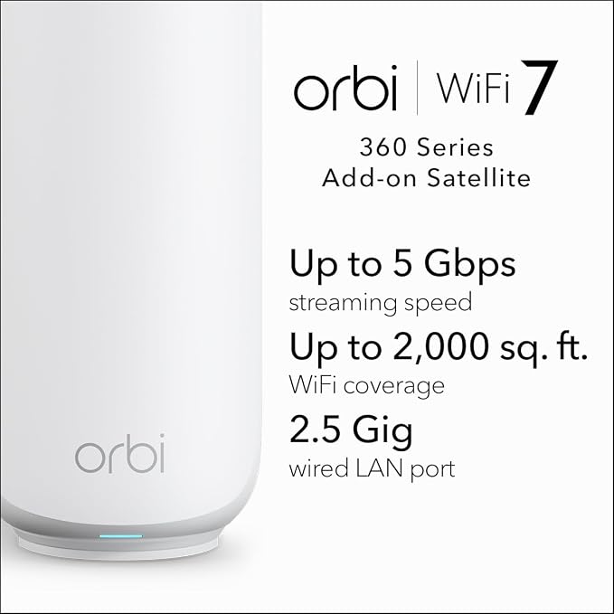 NETGEAR Orbi 360 Series Dual-Band WiFi 7 Mesh Network Add-on Satellite – Works - Image 2