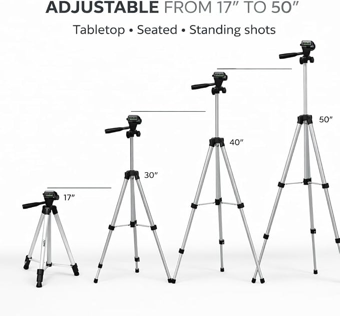 Acuvar 50” Phone Tripod with Holder – Lightweight Aluminum Tripod Stand - Image 3