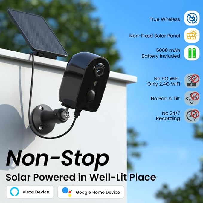 AOQEE Solar Camera Outdoor Wireless-2K Battery Powered Outside Cameras - Image 4