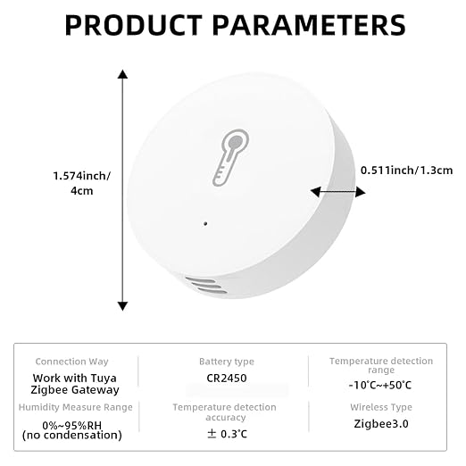 Haozee Zigbee Temperature and Humidity Sensor, ZigBee Hub Required, - Image 8