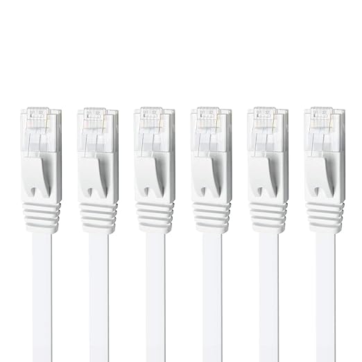 Yauhody CAT 6 Ethernet Cable 15ft 6-Pack White, High Speed Solid Flat CAT6 by Yauhody