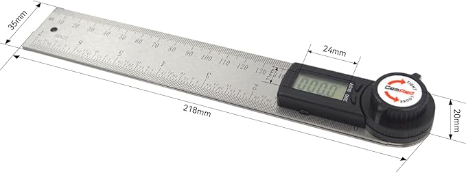 GemRed 82305 Digital Angle Finder GemRed Protractor Stainless steel 7inch 200mm - Image 9