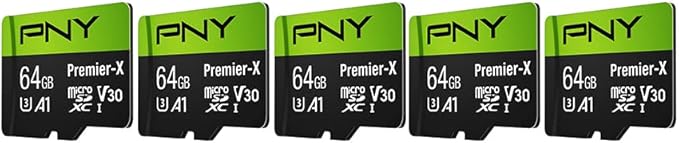 PNY 64GB Premier-X Class 10 U3 V30 microSDXC Flash Memory Card 5-Pack - Image 2