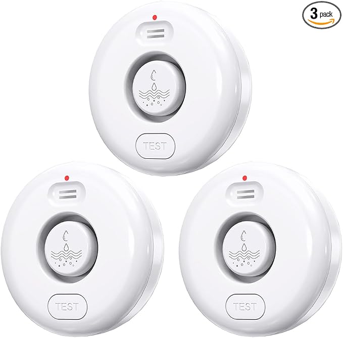 3 Pcs WD71 Water Leak Alarm Detector, 120dB Loud Alert Water Sensor, Can Use by RUIKORING