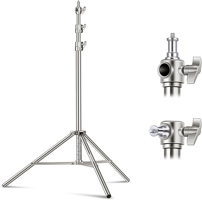 NEEWER 7.2ft/2.2m Stainless Steel Light Stand, Spring Cushioned Heavy Duty by Neewer