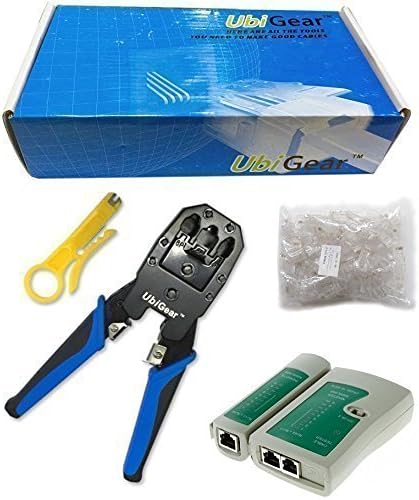 UbiGear® Network/Phone Cable Tester + RJ11/RJ12/RJ22/RJ45 Crimp Crimper +100 by UbiGear%C2%AE