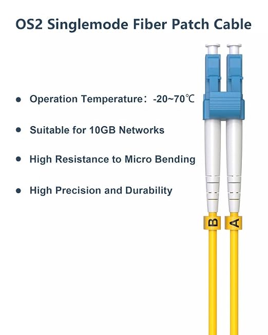 OS2 LC to LC Fiber Patch Cable, OFNP Singlemode Fiber Optic Cable 1G/10GB SMF - Image 8