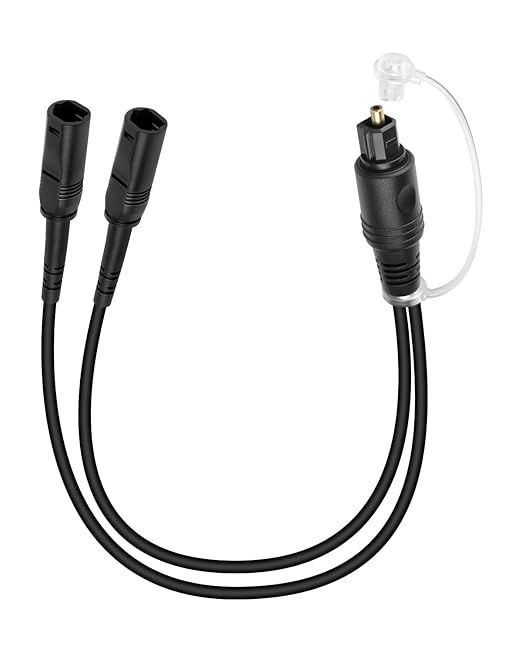 Digital Optical Audio Splitter 1 in 2 Out, Toslink Fiber Optic 1 Male to 2 by RIIEYOCA