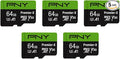PNY 64GB Premier-X Class 10 U3 V30 microSDXC Flash Memory Card 5-Pack by PNY