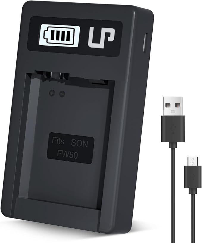 NP-FW50 Battery Charger, LP LCD Display USB Charge Port Station, Compatible by LP