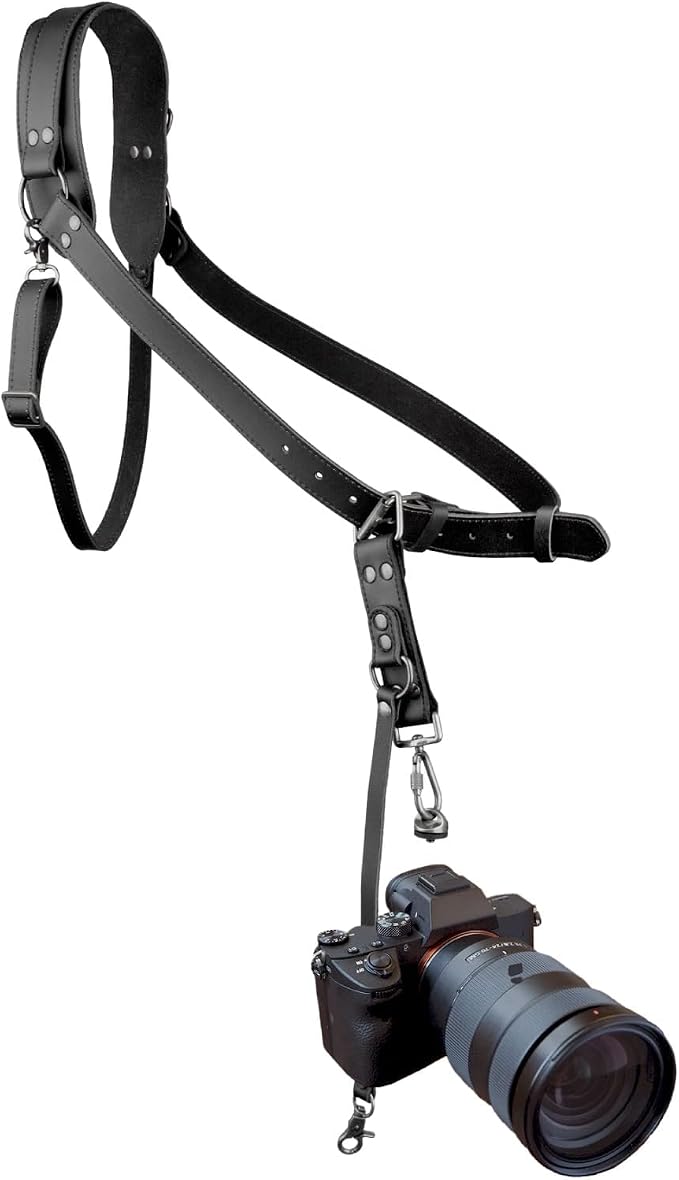 Leather Camera Harness for 1 Camera, Single Camera Strap for Photographers by 4JLEDR