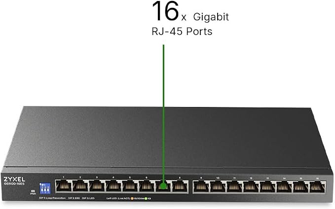 Zyxel 16 Port Network Switch | Unmanaged Gigabit Ethernet Switch | 16x GbE - Image 2