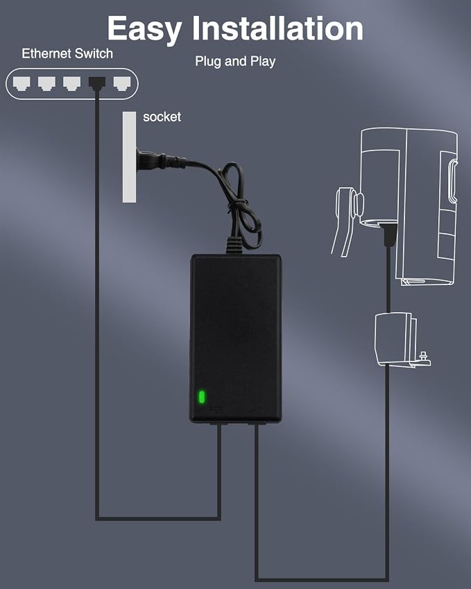 Gigabit PoE Injector 48V Power Over Ethernet Supply Adapter 10/100/1000Mbps - Image 3