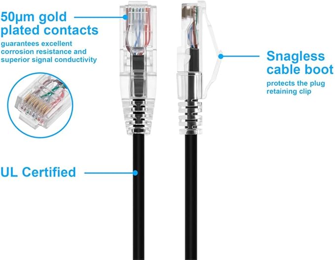 Monoprice Cat6 5ft Black Component Level Patch Cable UTP 28AWG 550MHz Pure Bare - Image 3