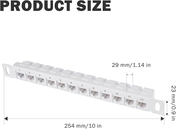 GeeekPi 12 Port Patch Panel, 10inch 0.5U CAT6 Network Patch Panel - Image 2