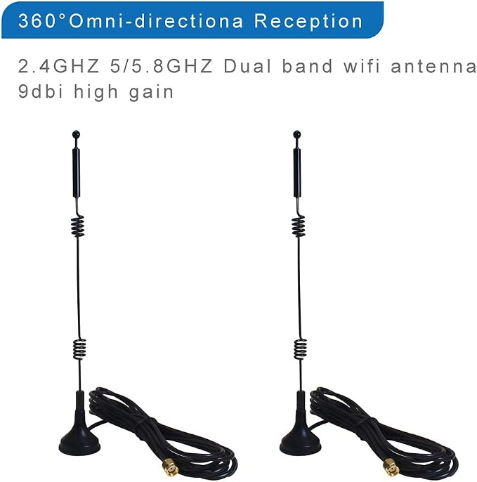 Dual Band Long Range WiFi Antenna, Eifagur 9dbi 2.4GHZ 5GHZ 5.8GHZ RP-SMA - Image 4